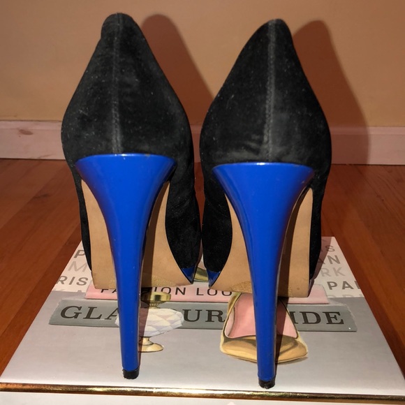 Aldo Suede Open-Toe Pumps- Black/Blue Size 8 - Picture 5 of 5